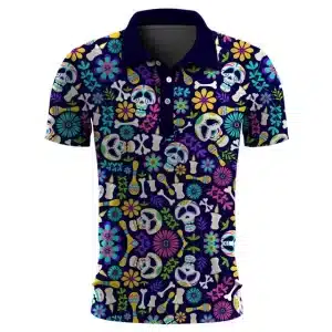 Colorful Day of the Dead Sugar Skull Men’s Polo Shirt