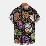 Colorful Festive Sugar Skull Men’s Hawaiian Shirt