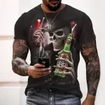 Cool Cowboy Punk Skeleton Beer Concert Men's T-Shirt