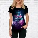 Cosmic Butterfly Glowing Skull Drip Art Women's T-Shirt