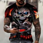 Cyber Reaper Gamer Skull Playstation Men’s T-Shirt