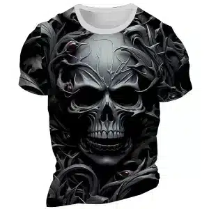 Dark Fantasy Gothic Skull 3D Vine Print Men’s T-Shirt