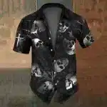 Dark Gothic Skulls & Cross Men’s Hawaiian Shirt