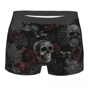 Dark Roses Charcoal Skulls Horror Male Boxer Briefs