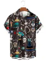 Day of the Dead Festive Skeleton Men’s Hawaiian Shirt