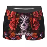 Day of the Dead Floral Lady Sugar Skull Men's Boxers