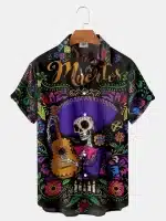 Day of the Dead Mariachi Skull Men’s Hawaiian Shirt