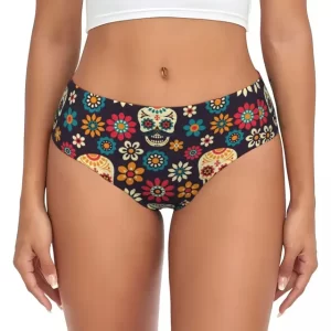 Day of the Dead Sugar Skull Flower Art Sexy Panties