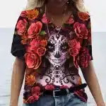 Day of the Dead Sugar Skull Roses Women's T-Shirt