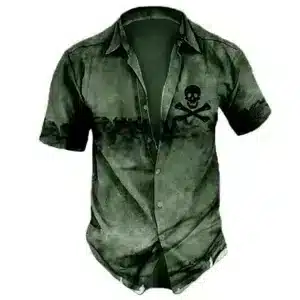 Distressed Skull Crossbones Men’s Hawaiian Shirt