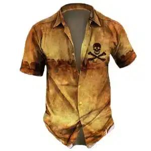 Distressed Skull Crossbones Men’s Hawaiian Shirt