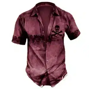 Washed Skull and Crossbones Men’s Hawaiian Shirt