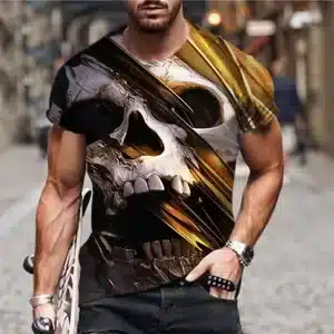 Distressed Skull Golden Bandage Horror Men’s T-Shirt