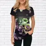 Elegant Glowing Floral Skull Women's T-Shirt