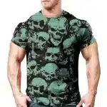 Emerald Grunge Skulls Print Horror Men’s T-Shirt