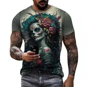 Enchanted Lady Warrior Sugar Skull Dope Men's T-Shirt