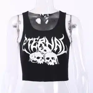 Eternal Skull Text Gothic Art Women’s Crop Top