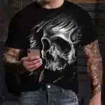 Ethereal Wind-Swept Fading Skull Gothic Men’s T-Shirt