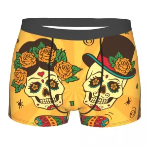 Festive Folk Sugar Skulls Couple Male Boxer Briefs