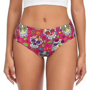 Festive Pink Decorative Sugar Skull Floral Sexy Panties