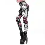 Festive Sugar Skull Lady Rose Print Women's Leggings