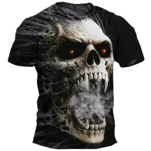 Fierce Monster Skull Glowing Eyes Badass Men's T-Shirt