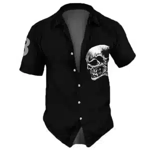 Fierce Skull Graphic Button Up Men’s Hawaiian Shirt