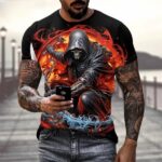 Flame Skeleton Reaper Frozen Blade Men's T-Shirt