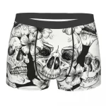 Floral Gothic Skulls Monochrome Sketch Men's Boxers