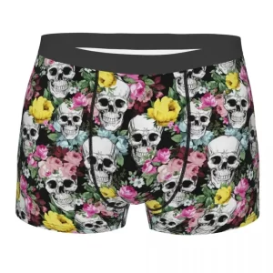 Floral Skull Garden Gothic Print Male Boxer Briefs