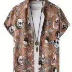 Floral Skulls & Skeleton Gothic Men’s Hawaiian Shirt