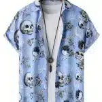 Floral Skulls & Skeleton Gothic Men’s Hawaiian Shirt