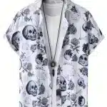 Floral Skulls & Skeleton Gothic Men’s Hawaiian Shirt