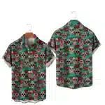 Floral Sugar Skull Button Up Men’s Hawaiian Shirt