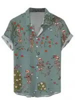 Funny Dancing Skeletons Floral Men’s Hawaiian Shirt