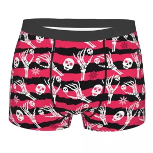 Funny Skeleton Hand & Skulls Stripe Men’s Underwear