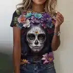 Garden of Blossoms Floral Sugar Skull Women's T-Shirt