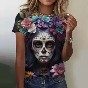 Garden of Blossoms Floral Sugar Skull Women's T-Shirt