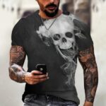 Ghostly Vapors Scary Skull Mist Horror Men’s T-Shirt