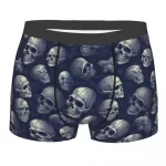 Gothic Blue Cracked Skulls Print Horror Male Boxers