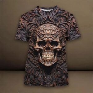 Gothic Bronze Roots Intricate Skull Dope Men's T-Shirt