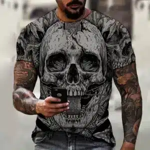 Gothic Cracked Skulls Grunge Art Horror Men’s T-Shirt