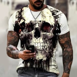 Gothic Decaying Skull Paint Drip Horror Men’s T-Shirt