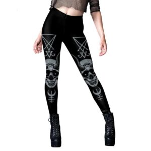 Gothic Demonic Skull Sigil Print Women's Leggings