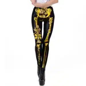 Gothic Floral Skeleton Workout Women's Leggings