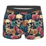 Gothic Floral Skull Embrace Print Male Boxers