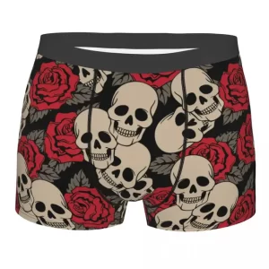 Gothic Floral Skulls Red Rose Print Men’s Underwear