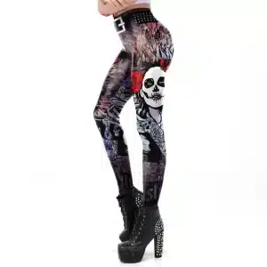 Gothic Flower Sugar Skull Graffiti Women's Leggings