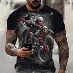 Gothic Lady & Skeleton Reaper Motorcycle Men’s T-Shirt