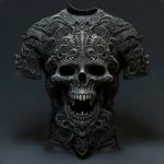 Gothic Nightmare Intricate Skull Sculpture Men's T-Shirt